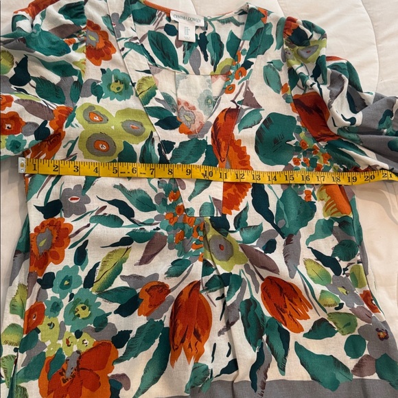 Cynthia Rowley botanical linen dress with puff sleeves - Picture 8 of 9